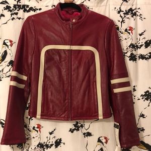 Dark red leather Moto jacket size s (WITH TAGS)